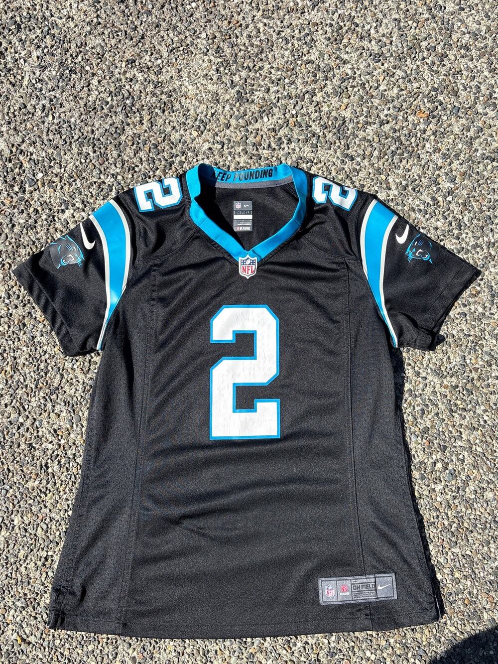 Nike NFL Carolina Panthers #2 DJ Moore On-Field Jersey Black Womens Size L